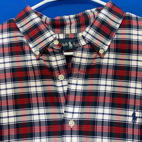 Red/Green Ralph Lauren Plaid Button-Down - Picture 3 of 5